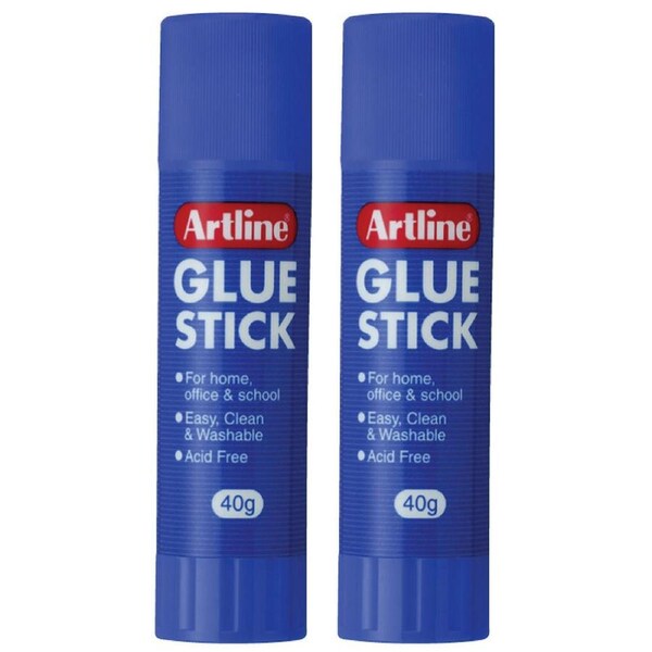 2PK Artline 40g Glue Stick Adhesive School/Office Washable Acid Free Paste Clear