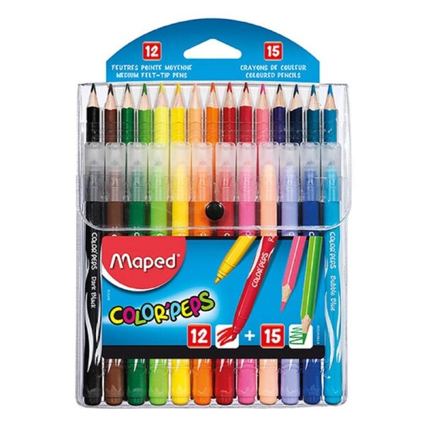 Maped ColorPeps Kids Multi Pack with 12 Colour Pencils & 15 Felt Tip Pens