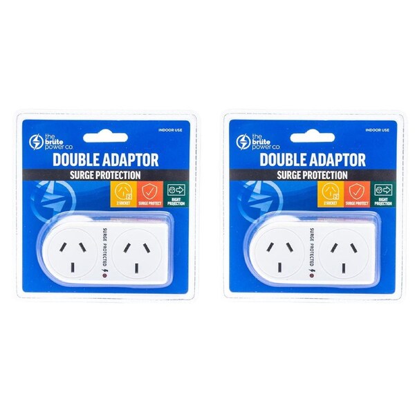 2PK The Brute Power Co Flat Right Double Plug Surge Protector Socket Adaptor