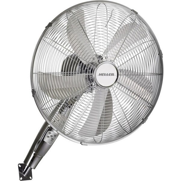 Heller 40cm Chrome Wall Mounted Fan 3 Speed Oscillating Tilt/Hanging w/ Remote
