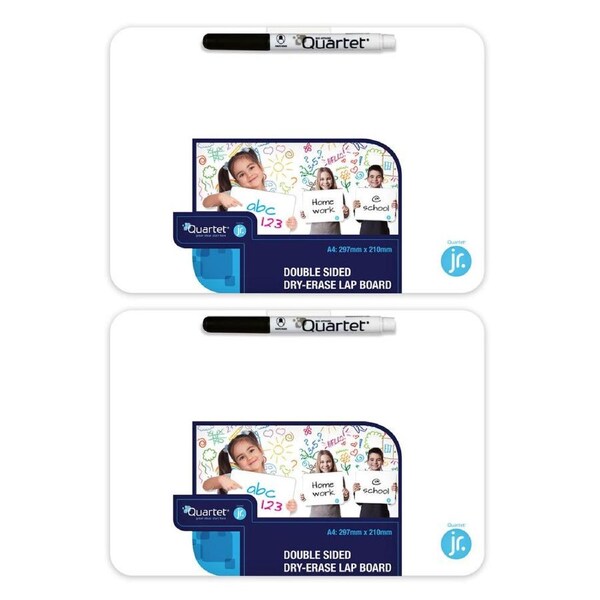2PK Quartet Double Sided A4 Lap Board Blank Whiteboard School/Home w/ Marker WHT