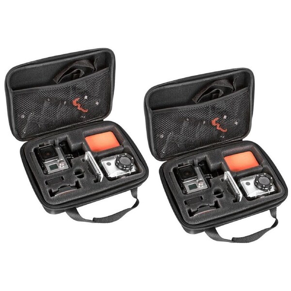 2PK Vivitar Hard Shell Carry Case/Storage Organiser for Go Pro Action Camera BLK