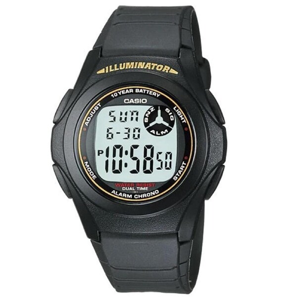 Casio F-200W-9A Matte Black Multifunction Unisex Digital Sports Watch