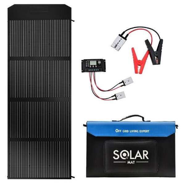 Acemor 12V 300W Portable Foldable Solar Panel Blanket High-Efficiency Monocrystalline with USB Solar Regulator Power Charger