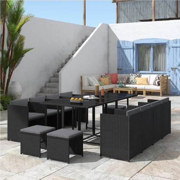 Bali 13PC Outdoor Dining Set-Black