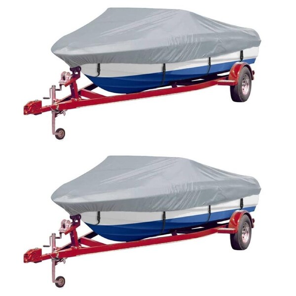 Boat Covers 2 pcs Grey Length 519-580 cm Width 294 cm vidaXL
