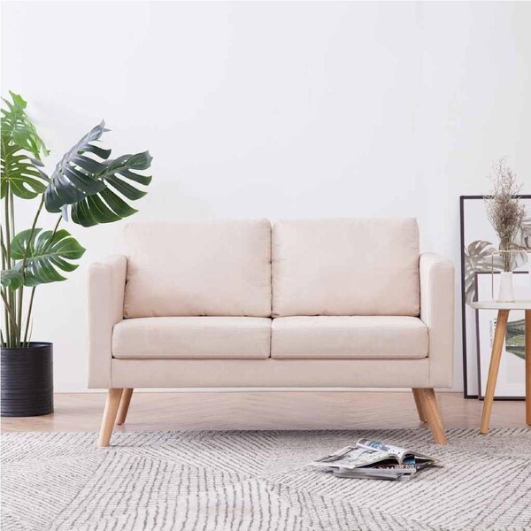 2-Seater Sofa Fabric Cream vidaXL