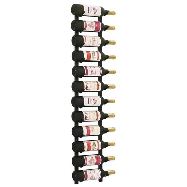 Wall Mounted Wine Rack for 12 Bottles Black Iron vidaXL