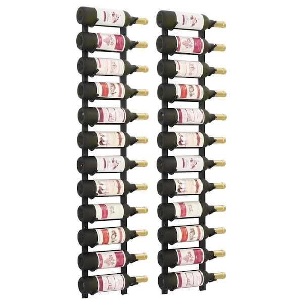 Wall Mounted Wine Racks for 12 Bottles 2 pcs Black Iron vidaXL