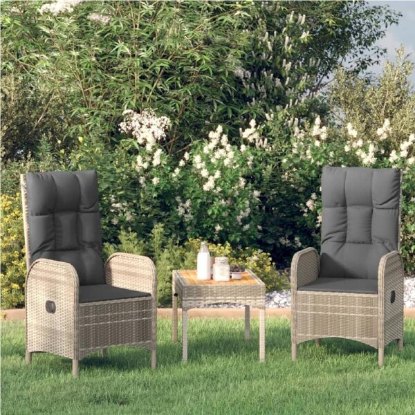 Outdoor Chairs 2 pcs Poly Rattan Grey vidaXL