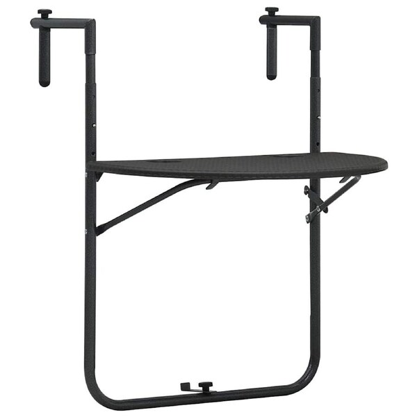Hanging Balcony Table Brown 60x64x83.5 cm Plastic Rattan Look vidaXL