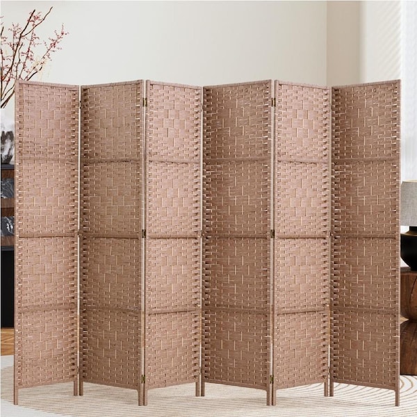 6 Panel Artiss Room Divider Screen 245x170cm Woven Natural