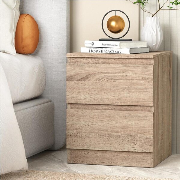 Artiss Bedside Table 2 Drawers Nightstand - PEPE Oak