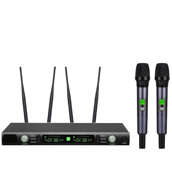 Precision Audio Professional Twin Channel Wireless Microphone UHF Digital Display TM-PRO200