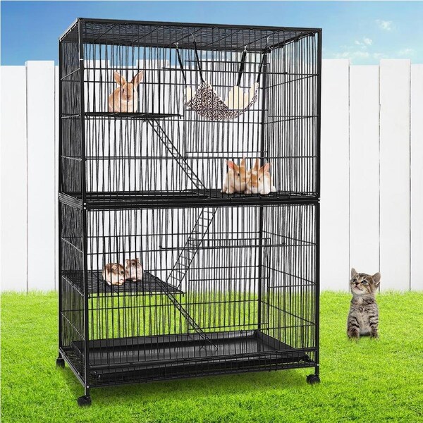 i.Pet Rabbit Cage 142cm Hutch 4 Level Bird Guinea Pig Ferret