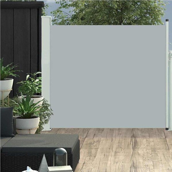 Patio Retractable Side Awning 100x300 cm Grey vidaXL