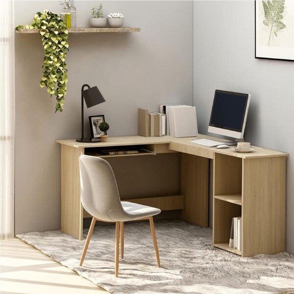 L-Shaped Corner Desk Sonoma Oak 120x140x75 cm Engineered Wood vidaXL