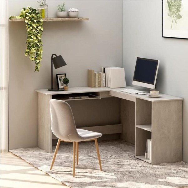 L-Shaped Corner Desk Concrete Grey 120x140x75 cm Engineered Wood vidaXL