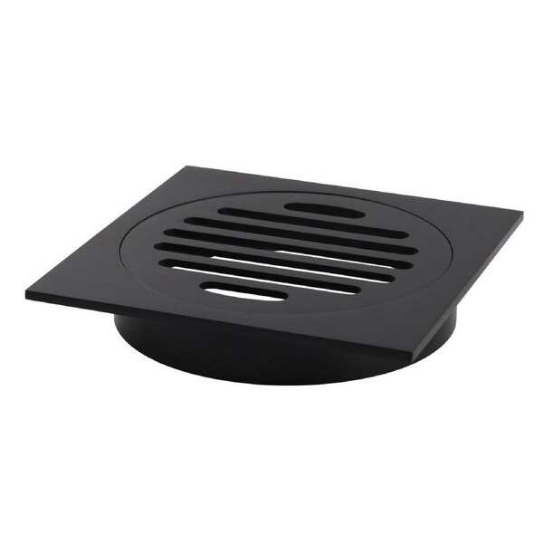 ACA 110x110mm Square Black Brass Floor Waste Shower Grate Drain