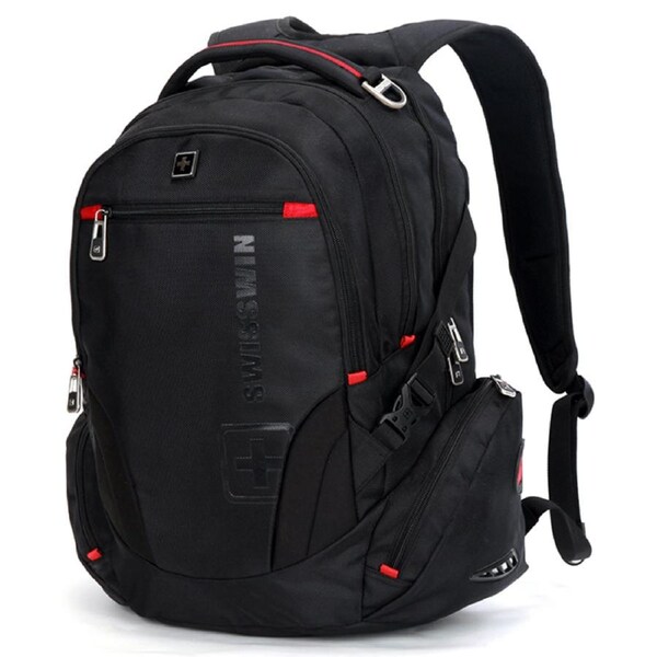 SWISSWIN Swiss waterproof 17" laptop Backpack School backpack Travel Shoulder Bag SW8118 Black