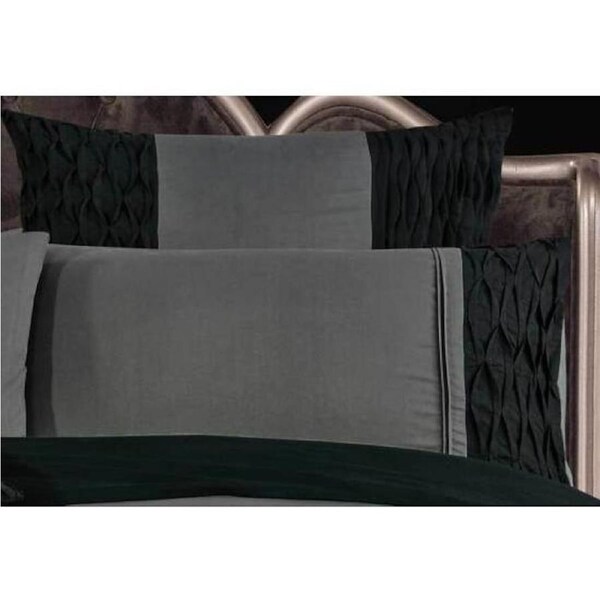 Black Grey Weave Pintuck European pillowcases Twin Pack