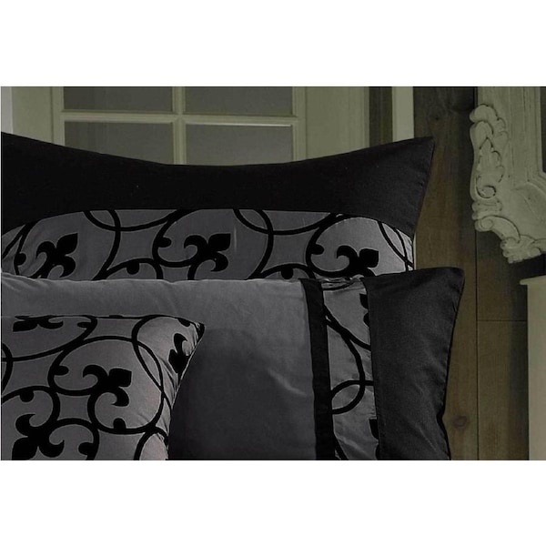 Lyde Charcoal Black European pillowcases Twin Pack