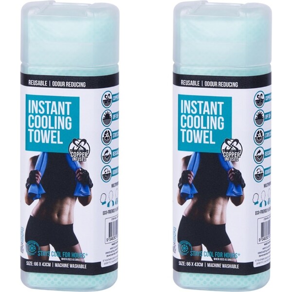 2x INSTANT COOLING TOWEL UPF 50+ Ice Cold Sport Sweat Absorbing Leisure 66x43