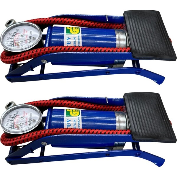 2x HIGH PRESSURE FOOT PUMP Ball Bicycle Motorbike Car Tire Inflator Tyre Air
