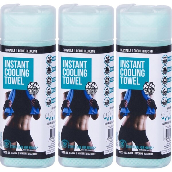 3x INSTANT COOLING TOWEL UPF 50+ Ice Cold Sport Sweat Absorbing Leisure 66x43