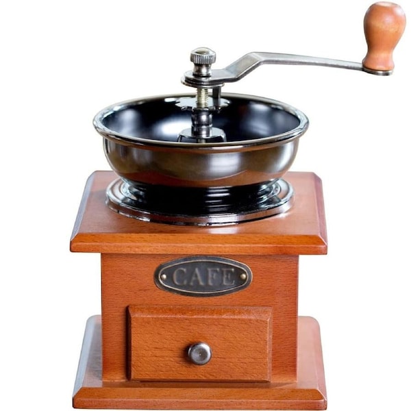 Antique Coffee Grinder Mill Manual Hand Made Wooden Bean Grind Pepper