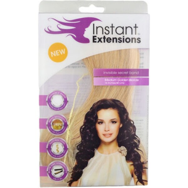 Instant Hair Extensions w/ Invisible Band - Medium Golden Blonde