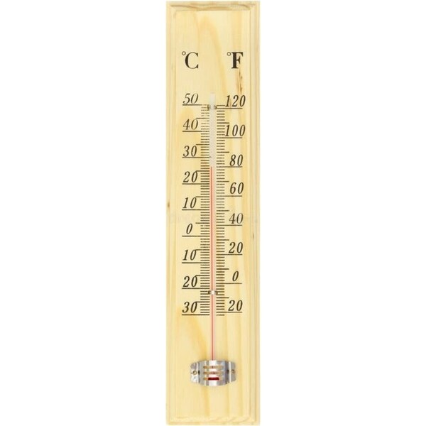 27cm WOODEN THERMOMETER Indoor Outdoor Glass Wall Hanging Room Sensor Jumbo