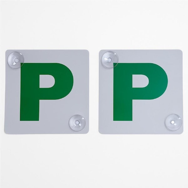 2x GREEN P PLATES Suction Probationary Car Window Signs for NSW (New South Wales)