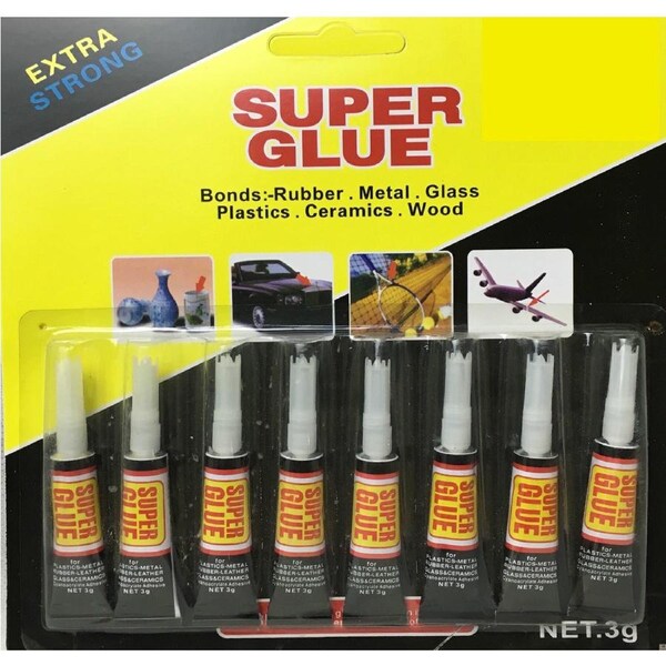 8x 3g SUPER GLUE DIY Stick Together Plastic Leather Ceramics Rubber Metal Wood