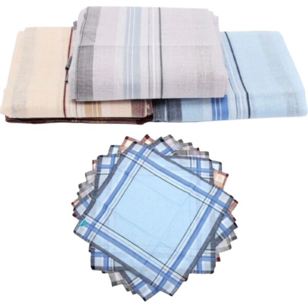 Mens HANDKERCHIEFS 100% Cotton/Terylene Pocket Square Hanky Handkerchief 35x35cm - 4 Hankies