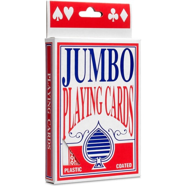 JUMBO PLAYING CARDS Full Deck Red Poker Plastic Coated 8.5 x 12cm King Big Size
