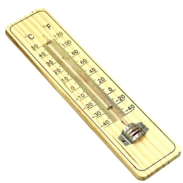 WOODEN THERMOMETER Indoor Outdoor Glass Wall Hanging Room Sensor Natural