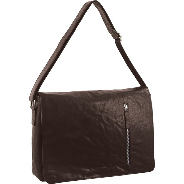 Pierre Cardin Rustic Leather Bag 15" Laptop Computer Messenger Business Travel - Brown