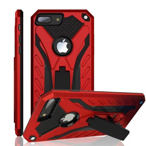 For iPhone 7 PLUS Case, Armour Strong Shockproof Tough Cover with Kickstand Red