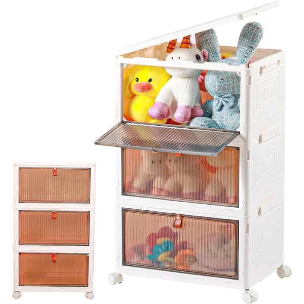 Plastic Storage Bins with Lids, 3 Pack Large Collapsible Folding Stackable Containers for Organizing