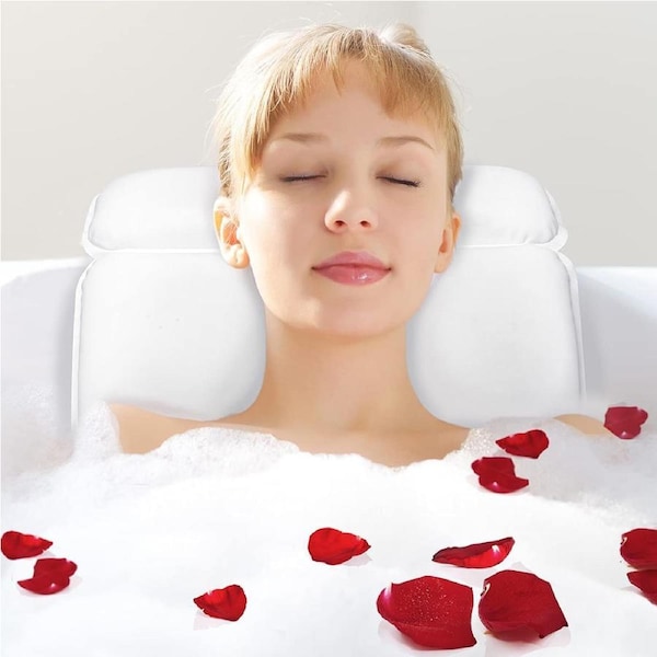 Bathtub Pillow, Neck & Back Support,Bath and Spa Head Rest Pillow with Suction Cups