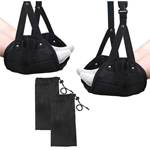 Foot Rest, Portable Travel Footrest Flight Carry-On , Black. (Two Packs)