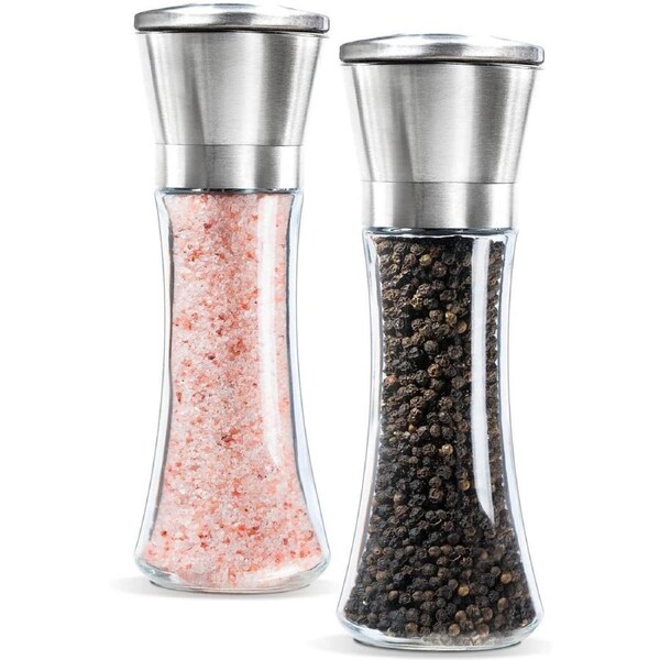 Set of 2 Salt and Pepper Grinder Set, Stainless Steel Pepper Mills , Salt and Pepper Shakers