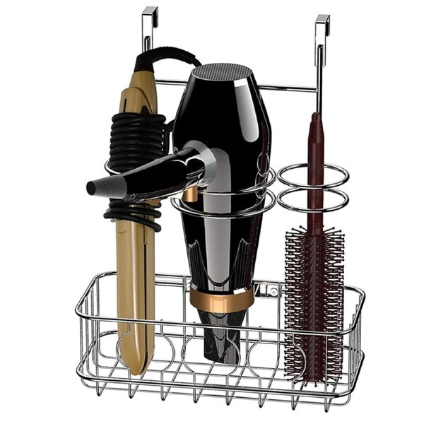 Hair Tool Organizer, Cabinet Door Bathroom Wall Mount Hair Care Styling Tool Organizer Storage Basket for Hair Dryer, Flat Iron, Curling Wand, Hair Straightener Brushes
