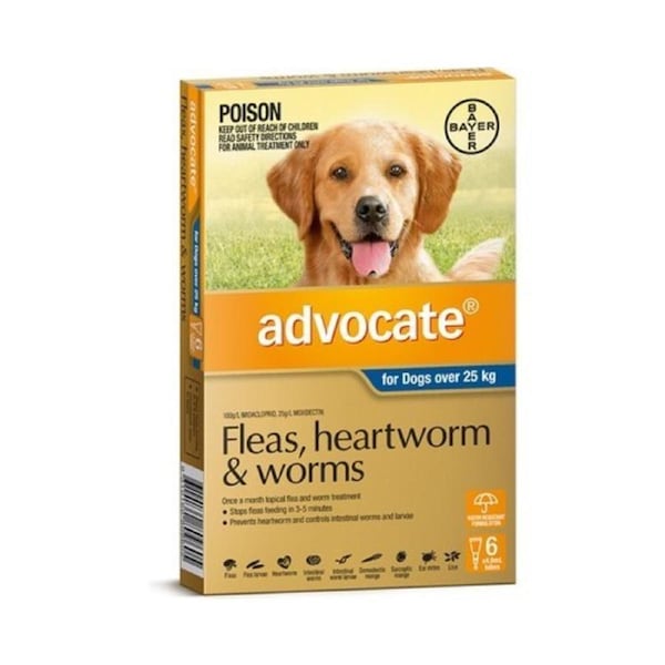 Advocate for Dogs over 25 kgs - 6 Pack - Blue - Flea & Heartworm Control