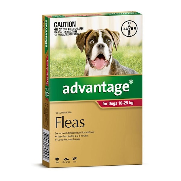 Advantage for Dogs 10-25 kgs - 4 Pack - Red - Flea Control Treatment