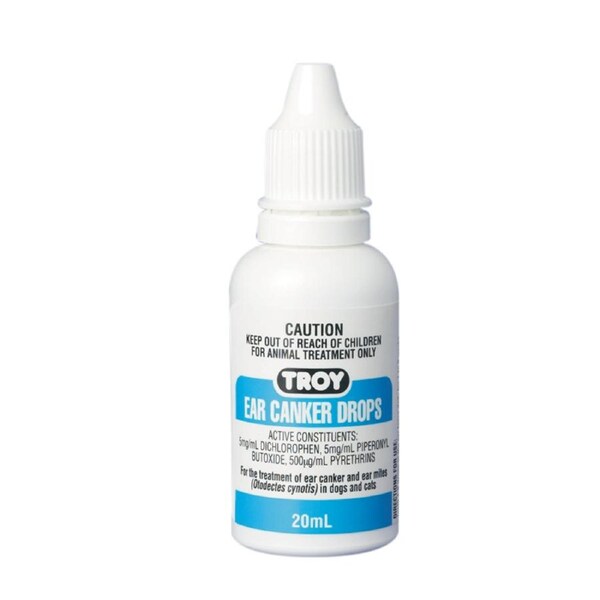 Pet Ear Canker Drops for Dogs & Cats 20ml (Troy)