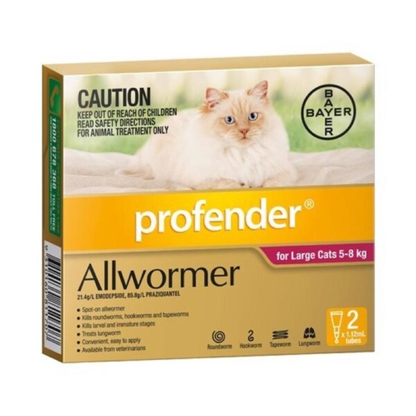 Profender for Cats 5-8 kg - 2 pack - Red - Spot On Worming Control (Bayer)