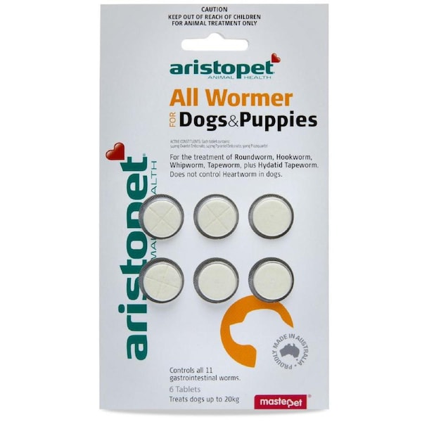 All Wormer Tablets for Dogs & Puppies 10kg - 6 Tabs (Aristopet)