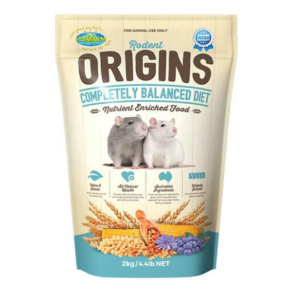 Vetafarm 2kg Rodent Origins Rat & Mice Food - Compelety Balanced Diet Pellets